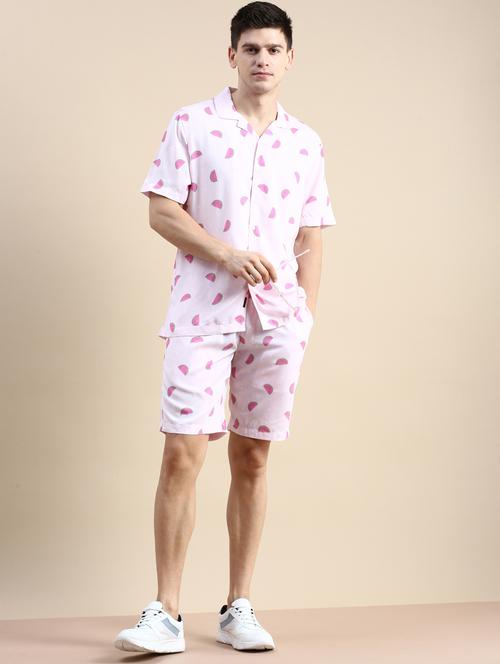 men's printed shirt and short co ord set - 19983033 - Standard Image - 0