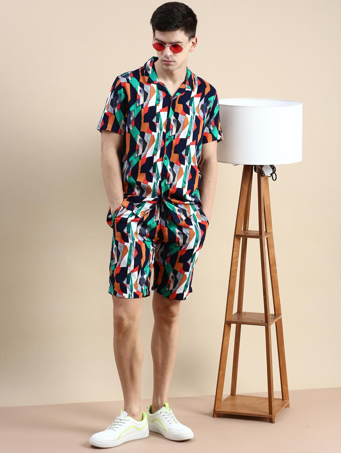 men's printed shirt and short co ord set - 19983040 - Zoom Image - 0