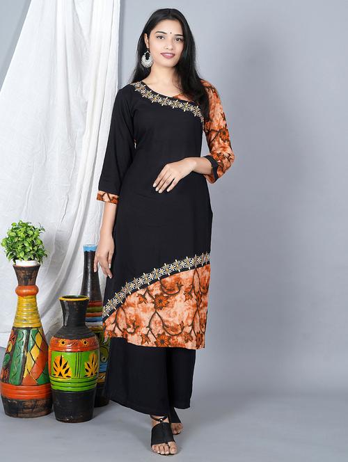 v neck printed straight kurta - 19983216 -  Standard Image - 0