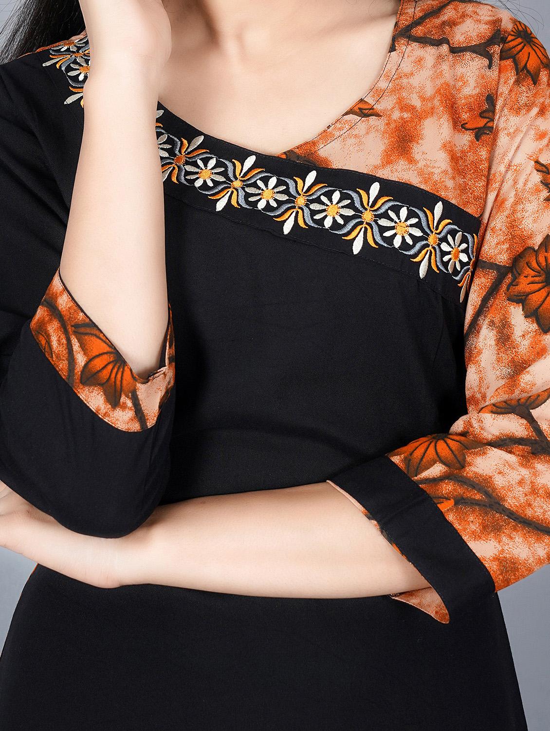 v neck printed straight kurta - 19983216 - Standard Image - 5