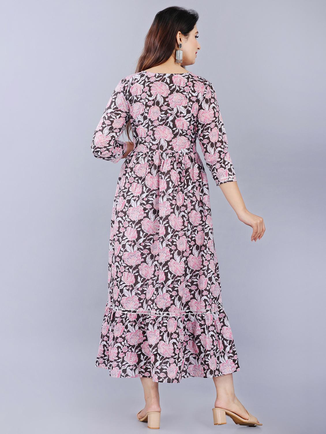 sweetheart neck floral tiered kurta - 19983224 - Standard Image - 3