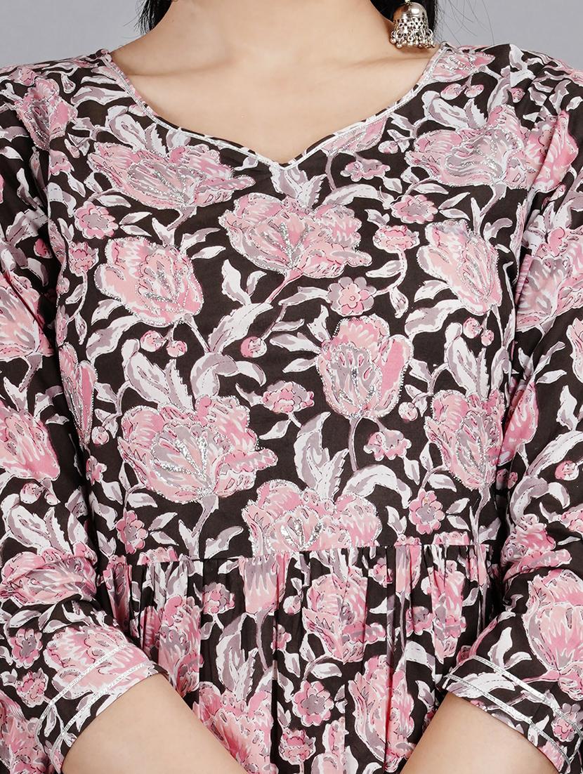 sweetheart neck floral tiered kurta - 19983224 - Standard Image - 5