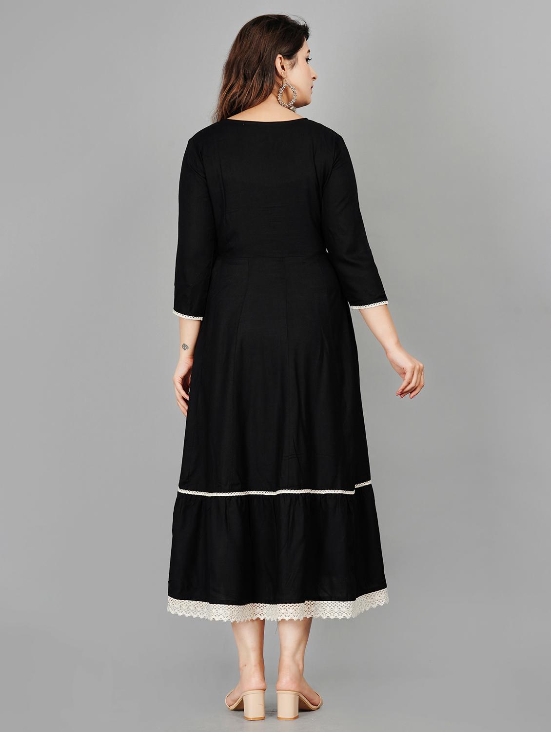 round neck embroidered tiered kurta - 19983227 - Standard Image - 3