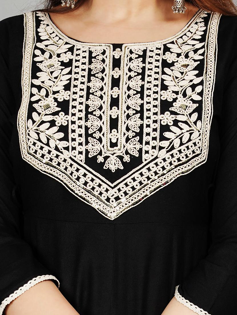 round neck embroidered tiered kurta - 19983227 - Standard Image - 5