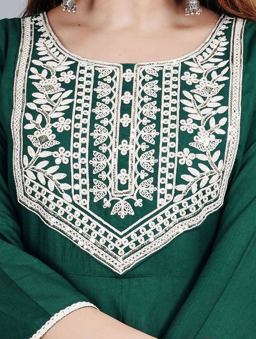 round neck embroidered tiered kurta - 19983229 - Standard Image - 5