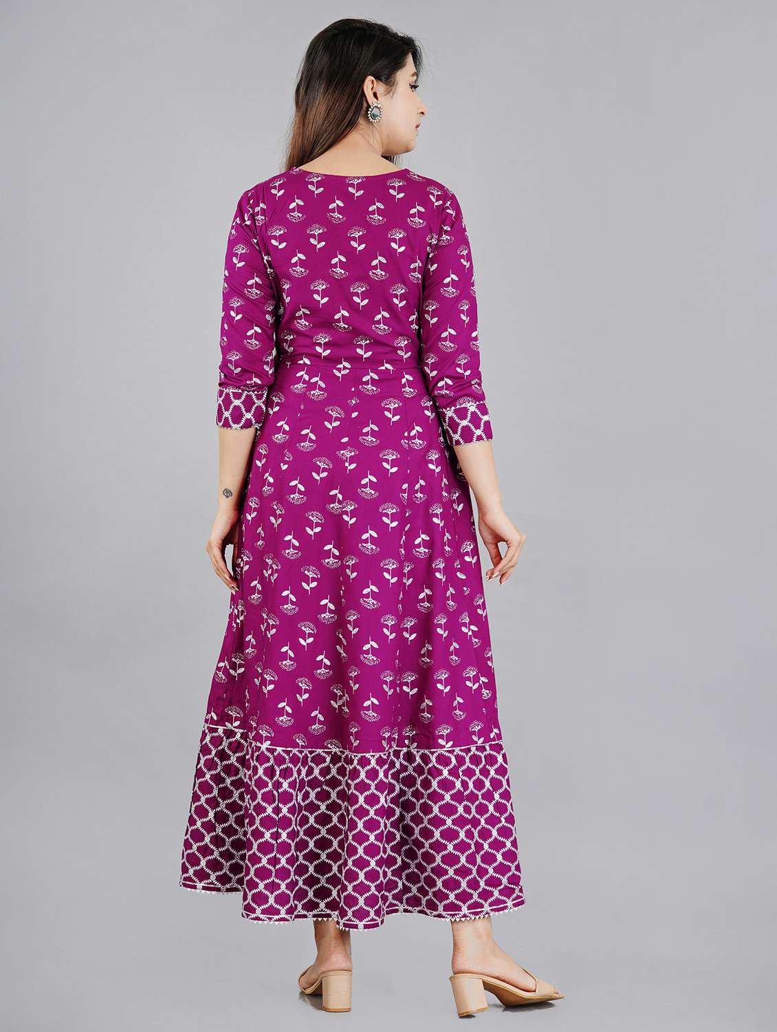 boat neck printed anarkali kurta - 19983234 - Standard Image - 3