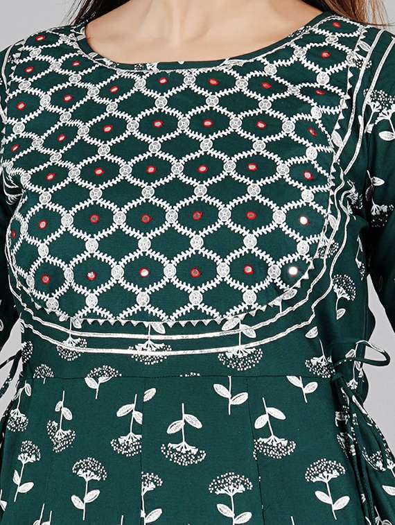 boat neck printed anarkali kurta - 19983237 - Standard Image - 5