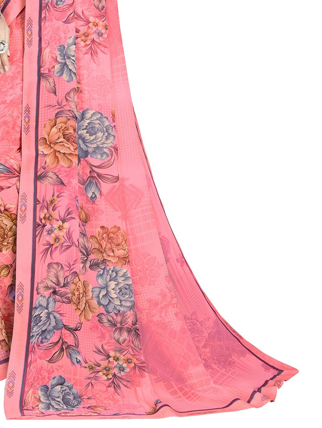 pink printed saree - 19983253 - Standard Image - 3