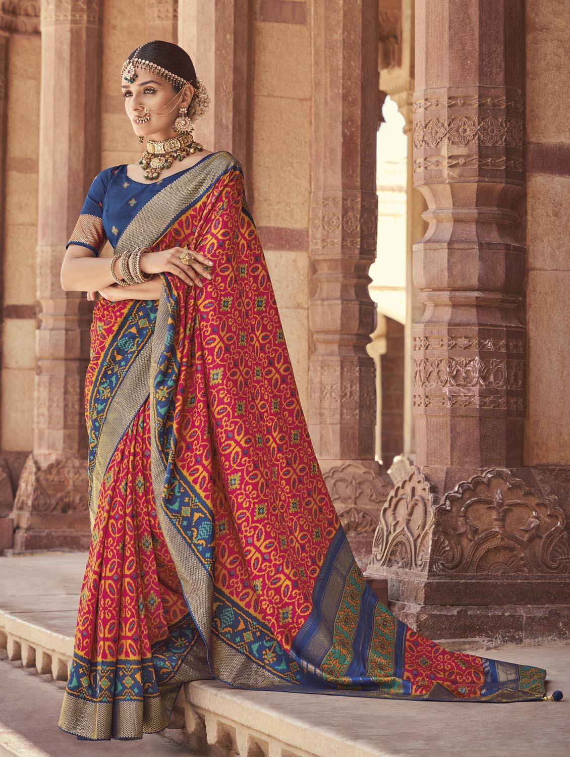printed saree with blouse piece - 19983263 -  Zoom Image - 0