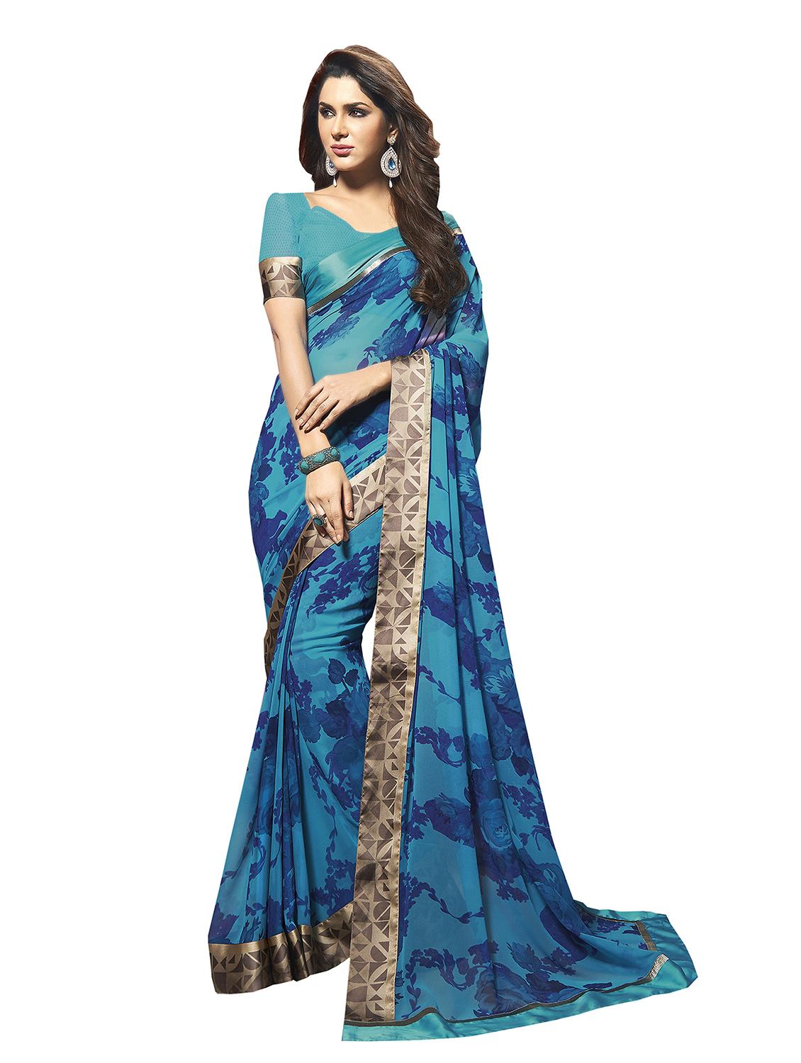 printed saree with blouse piece - 19983294 -  Zoom Image - 0