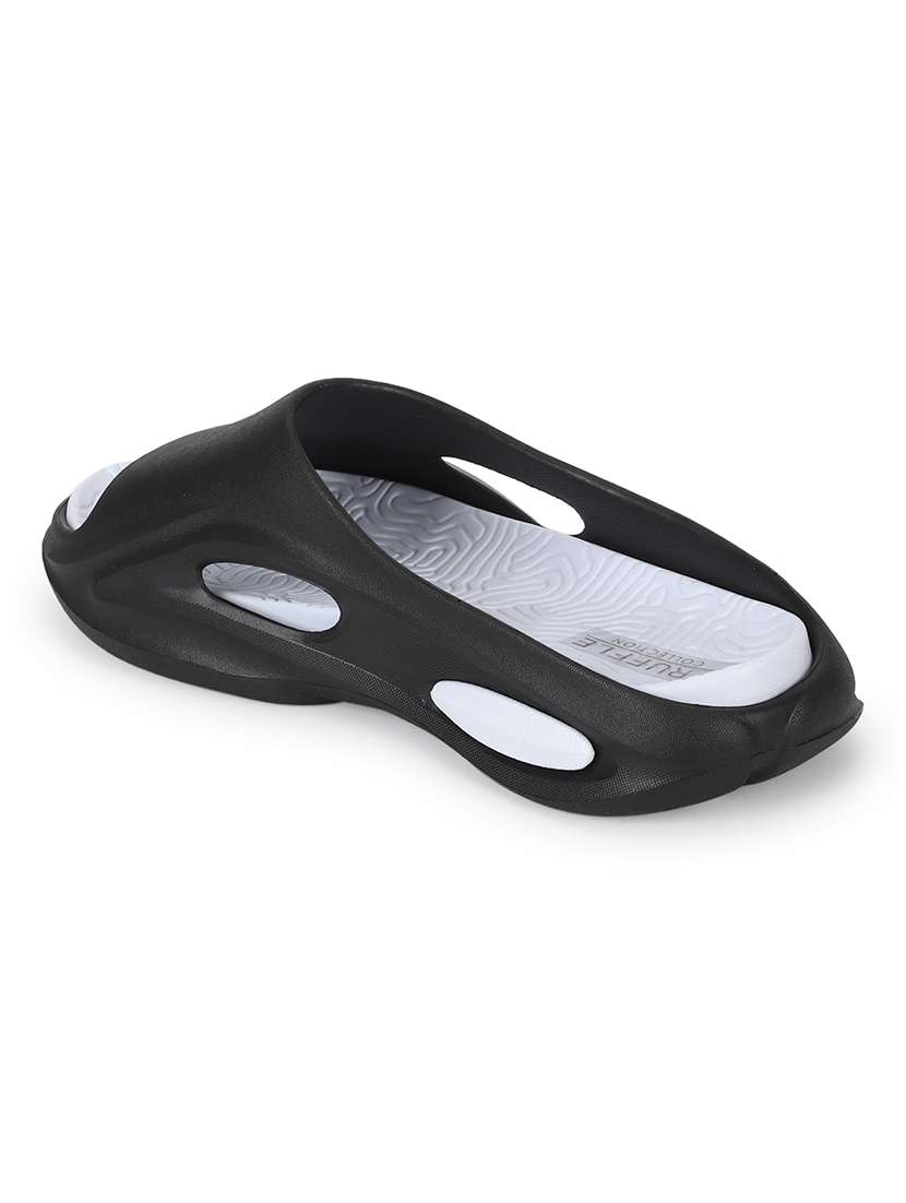 black pu slides flip flops - 19984185 -  Standard Image - 3