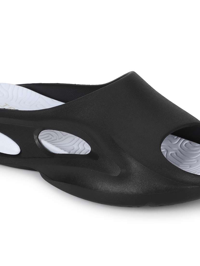 black pu slides flip flops - 19984185 -  Standard Image - 5