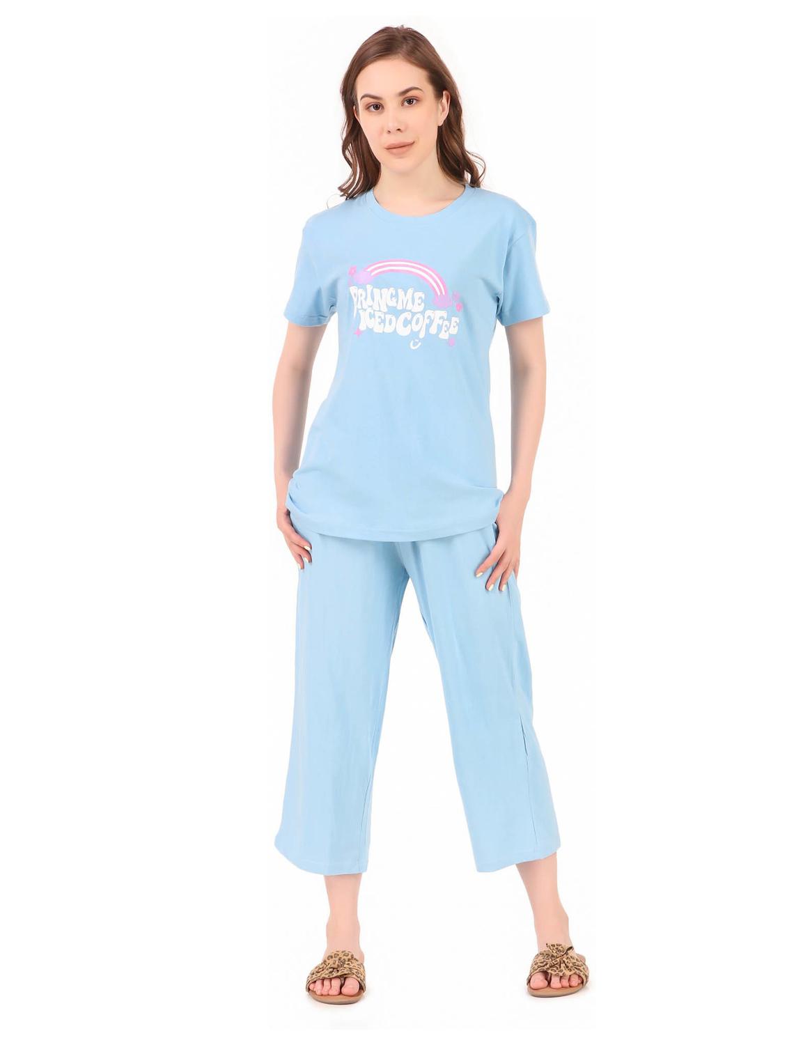round neck printed nightwear pyjama set  - 19984688 -  Zoom Image - 0