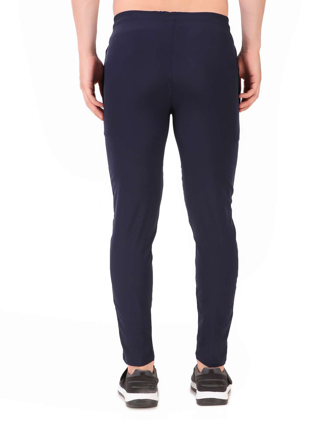 blue cotton blend  full length track pant - 19984729 -  Standard Image - 3