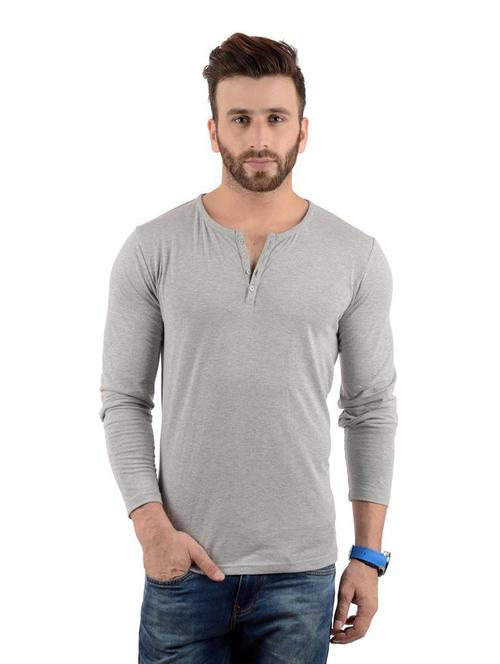 grey solid regular t-shirt - 19984805 - Standard Image - 0
