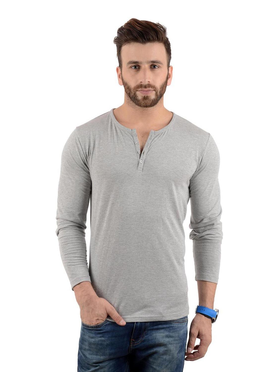 grey solid regular t-shirt - 19984805 - Zoom Image - 0