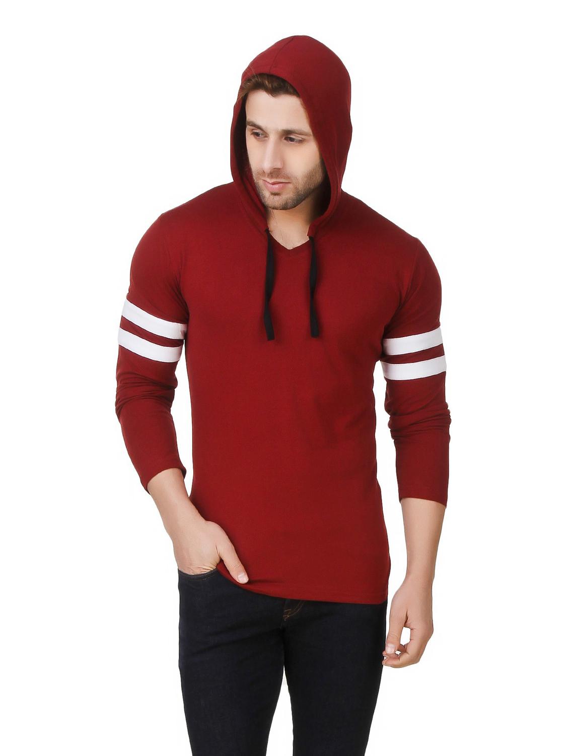 hood neck solid regular t-shirt - 19984821 - Zoom Image - 0