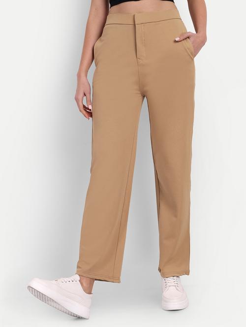 high rise solid flat front trouser - 19984964 - Standard Image - 0