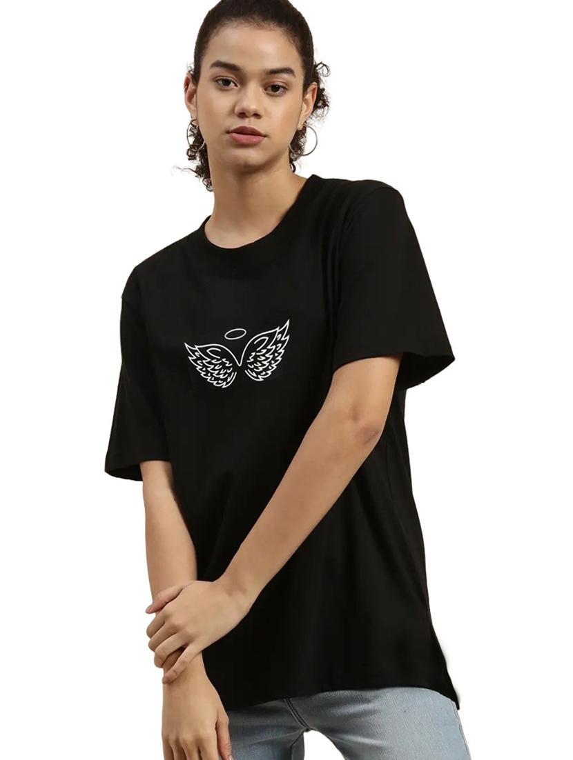 black cotton regular tshirt - 19985003 -  Zoom Image - 0