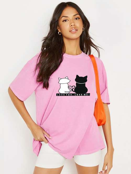 pink cotton regular tshirt - 19985019 - Standard Image - 0
