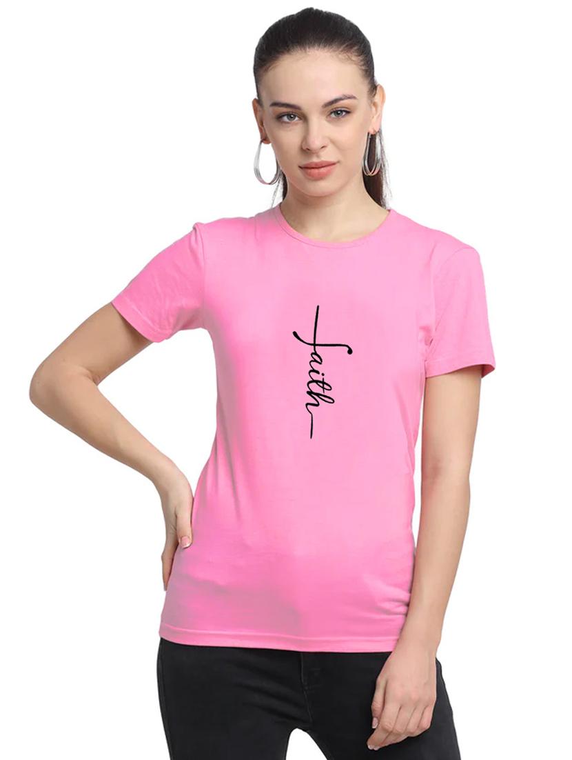 pink cotton regular tshirt - 19985165 -  Zoom Image - 0