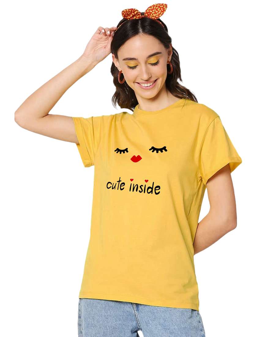 yellow cotton regular tshirt - 19985182 -  Zoom Image - 0