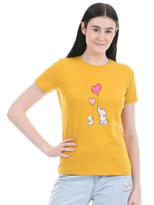 yellow cotton regular tshirt - 19985195 - Standard Image - 0