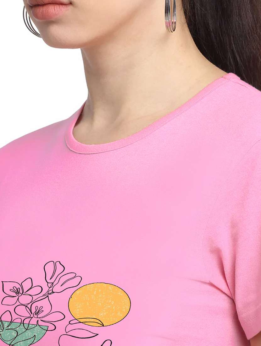 pink cotton regular tshirt - 19985201 - Standard Image - 3