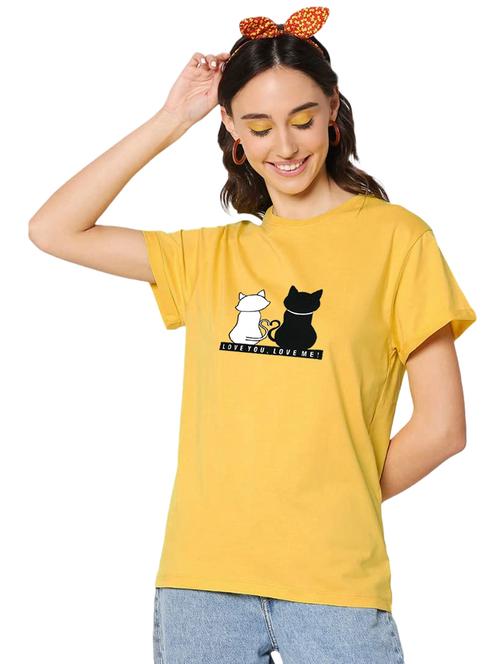 yellow cotton regular tshirt - 19985205 - Standard Image - 0
