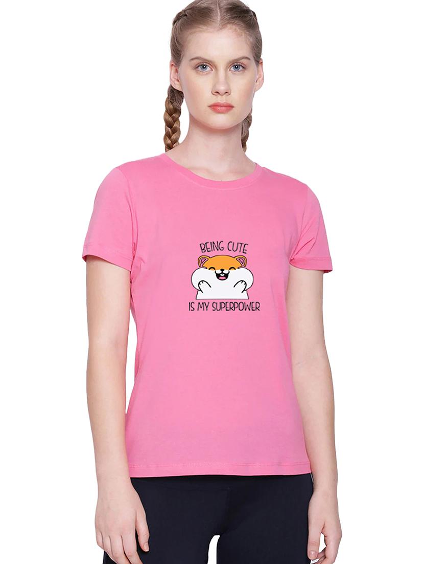 pink cotton regular tshirt - 19985319 -  Zoom Image - 0