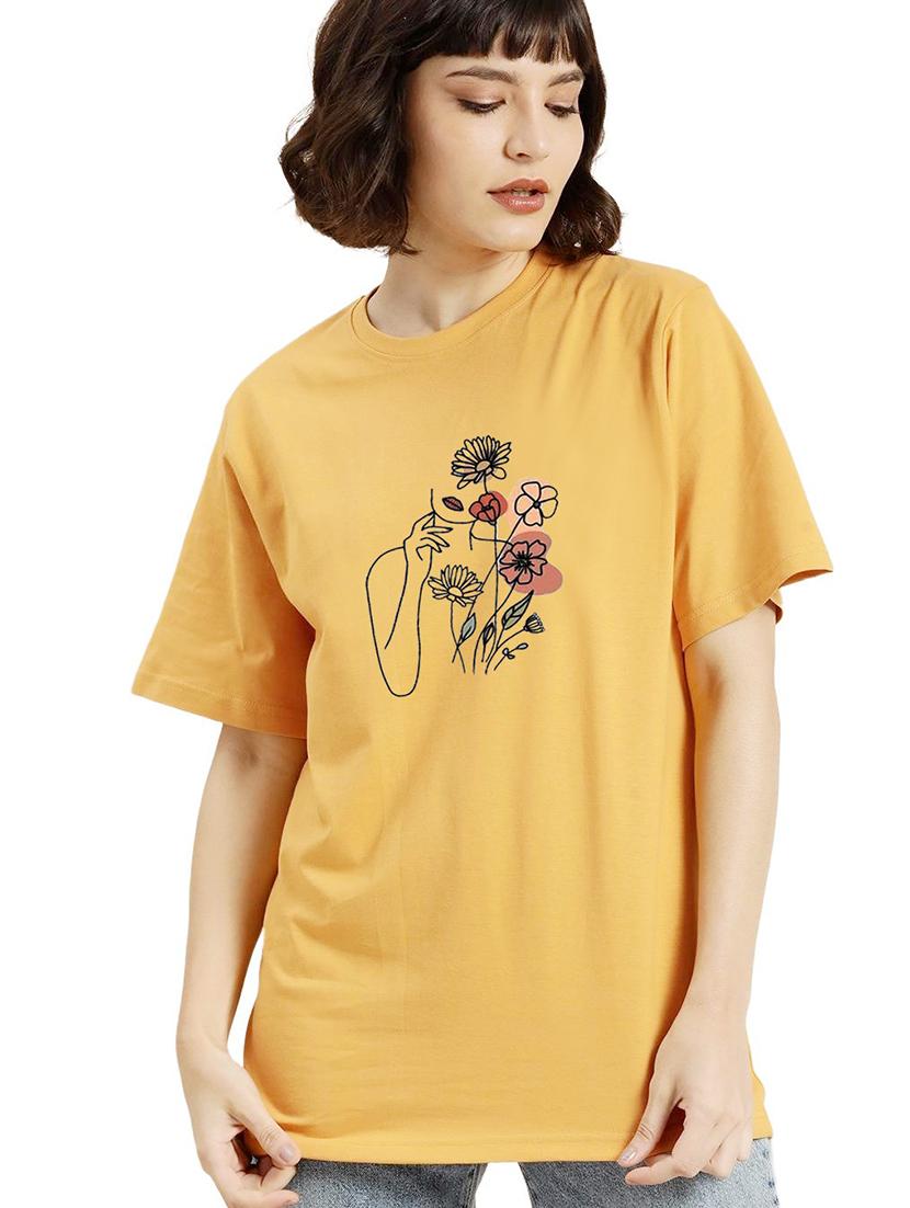 yellow cotton regular tshirt - 19985400 -  Zoom Image - 0