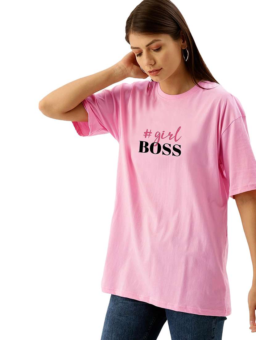 pink cotton regular tshirt
