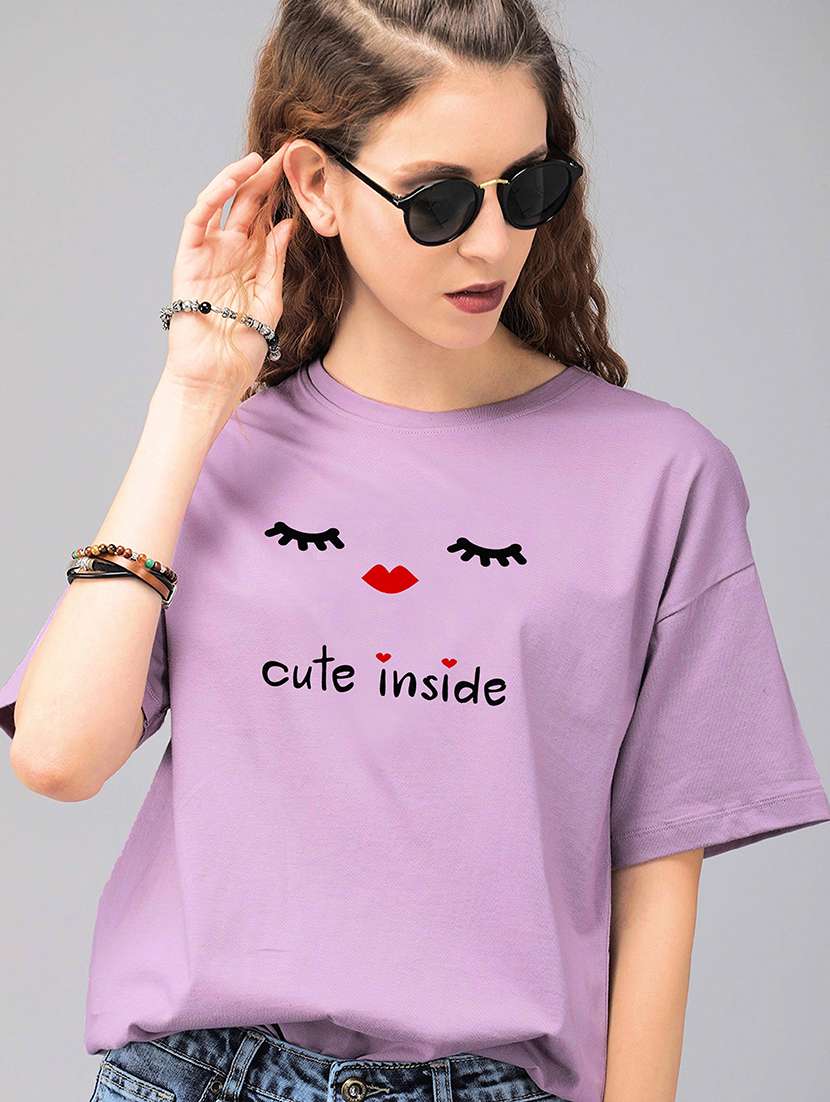purple cotton regular tshirt