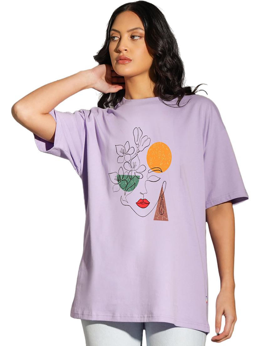 purple cotton oversized tshirt - 19985599 - Zoom Image - 0