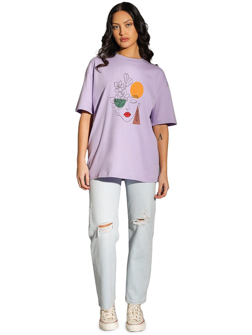 purple cotton oversized tshirt - 19985599 - Standard Image - 3