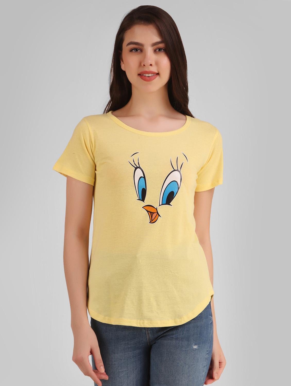 yellow cotton blend regular tshirt - 19985745 -  Zoom Image - 0