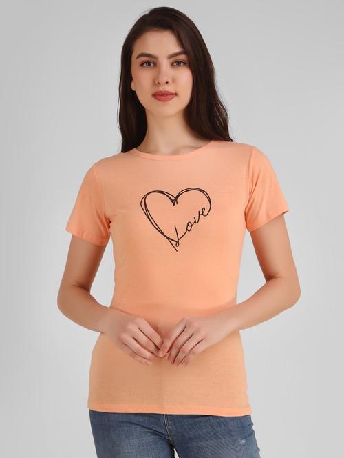 orange cotton blend regular tshirt - 19985747 - Standard Image - 0