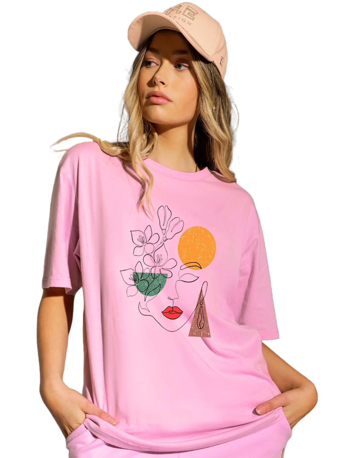 pink cotton regular tshirt - 19985953 - Zoom Image - 0