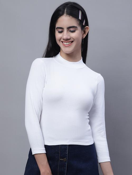 women's white mock neck top - 19986074 - Standard Image - 0