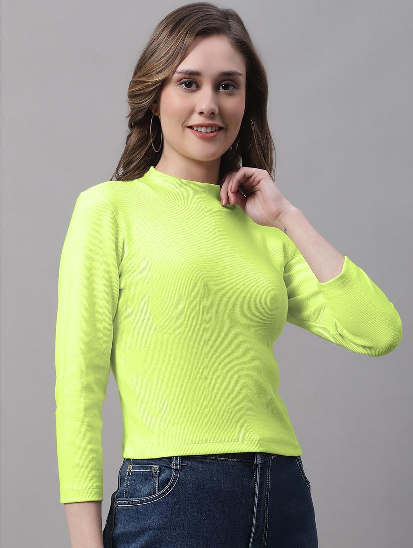 women solid mock neck long sleeves top - 19986076 - Zoom Image - 0