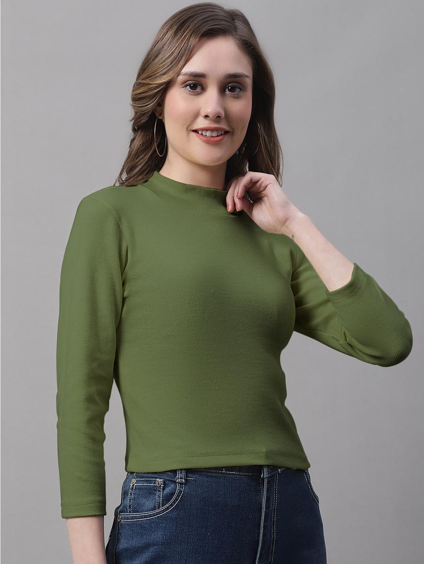 women solid mock neck long sleeves top - 19986085 - Zoom Image - 0