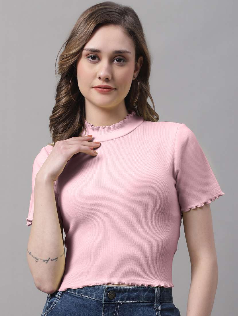women's crop mock neck top