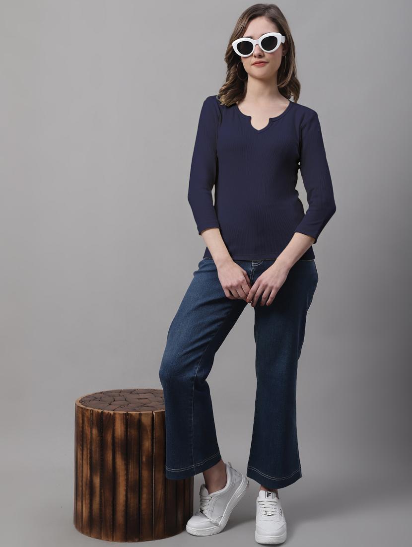 women's straight notch neck top - 19986148 - Standard Image - 3