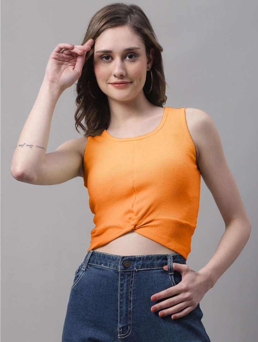 women's crop round neck top - 19986155 -  Zoom Image - 0