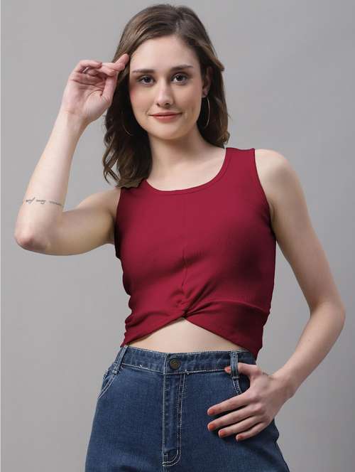 women's crop round neck top - 19986157 -  Standard Image - 0