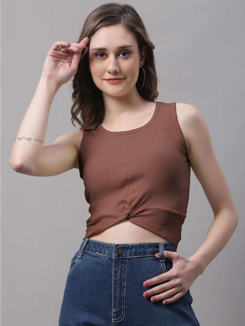women's crop round neck top - 19986160 -  Zoom Image - 0