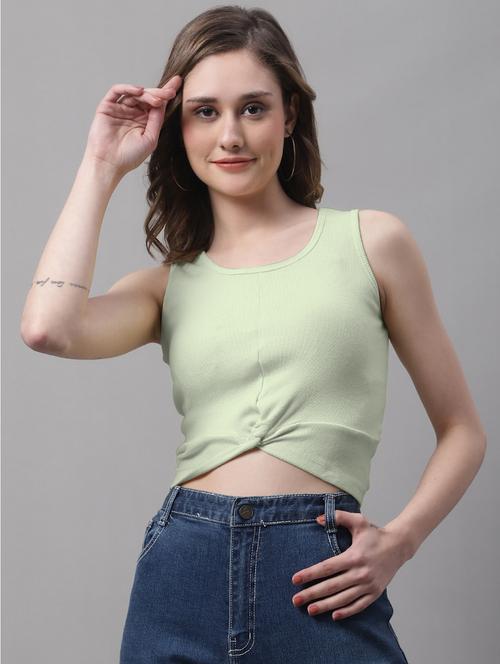 women's crop round neck top - 19986164 - Standard Image - 0