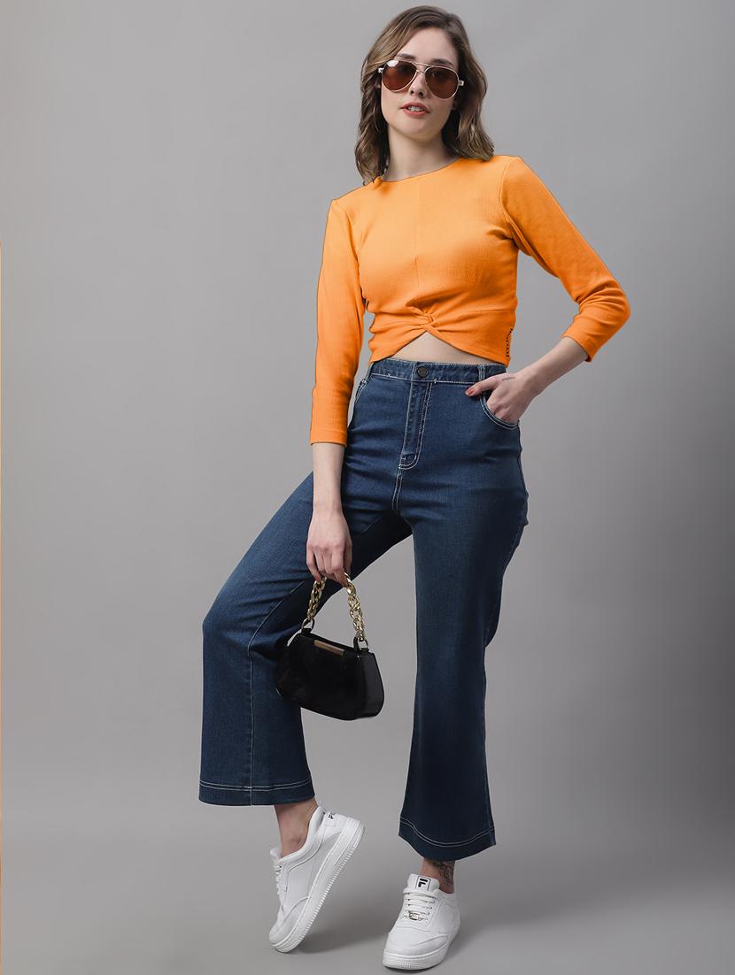 women's crop round neck top - 19986166 - Standard Image - 3