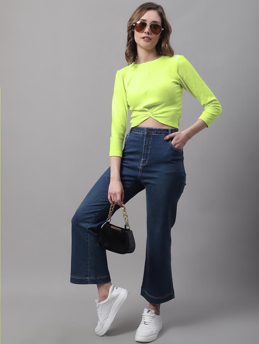 women's crop round neck top - 19986167 - Standard Image - 3