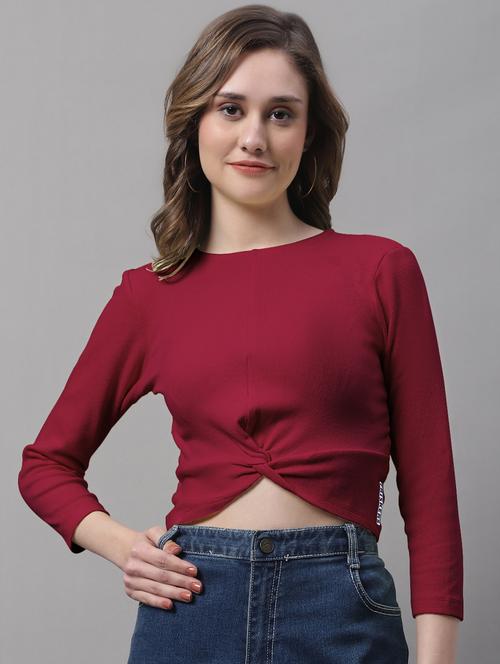 women's crop round neck top - 19986168 - Standard Image - 0